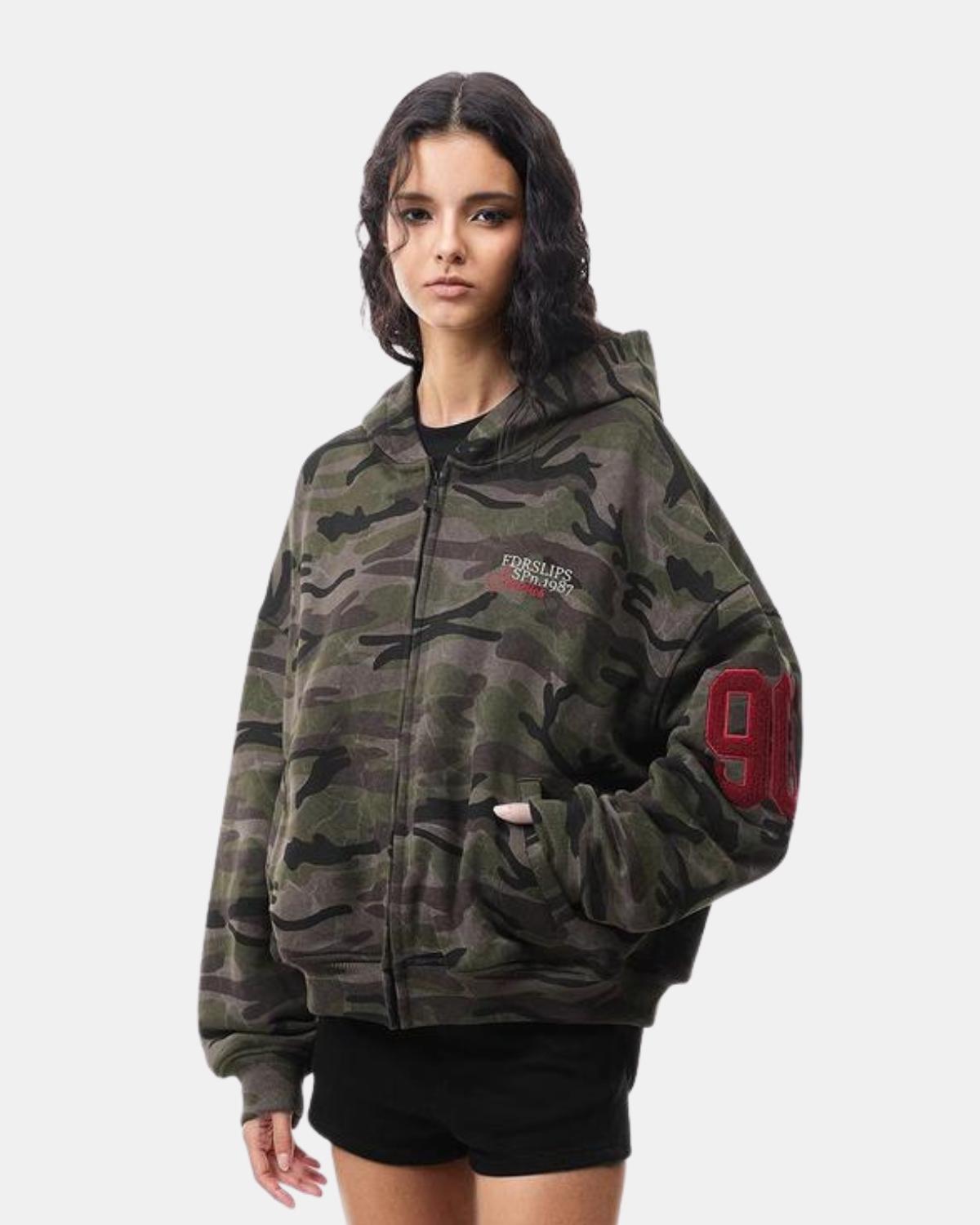 Jaqueta Moletom Camuflada Moya Cloudfeel: Zíper, Leve, Macia, Confortável e Relaxada