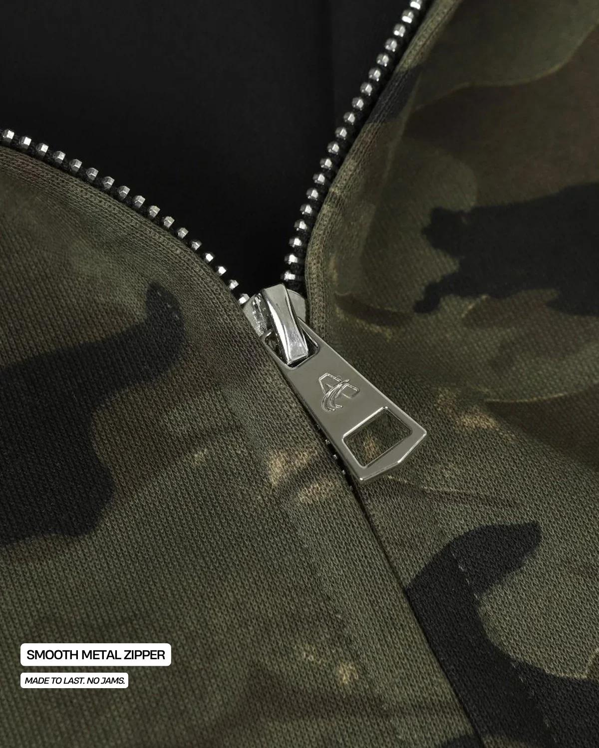 Jaqueta Moletom Camuflada Moya Cloudfeel: Zíper, Leve, Macia, Confortável e Relaxada