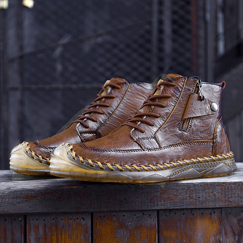 Botas Chukka Masculinas Couro Genuíno: Duráveis, Leves, Antiderrapantes e Conforto Total