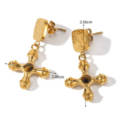Aros Ojo de Tigre Baño Oro 18k