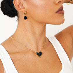 Collar Corazón Negro 18K